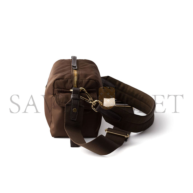 PRADA EXPLORE SMALL RE-NYLON AND LEATHER SHOULDER BAG 1BH232 (25*12.5*9.5cm)